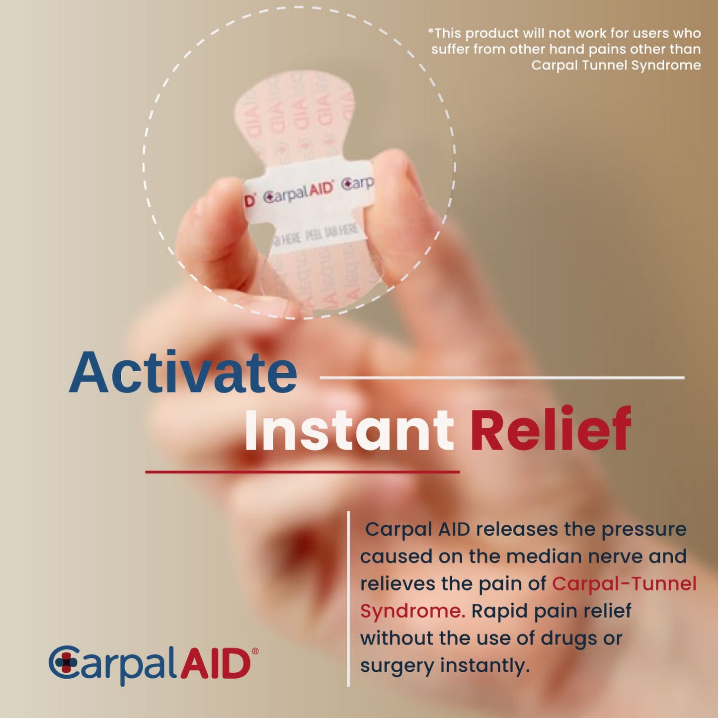 Carpal Aid® Patch Hand-Based Carpal Tunnel Support CA-30PK UNI