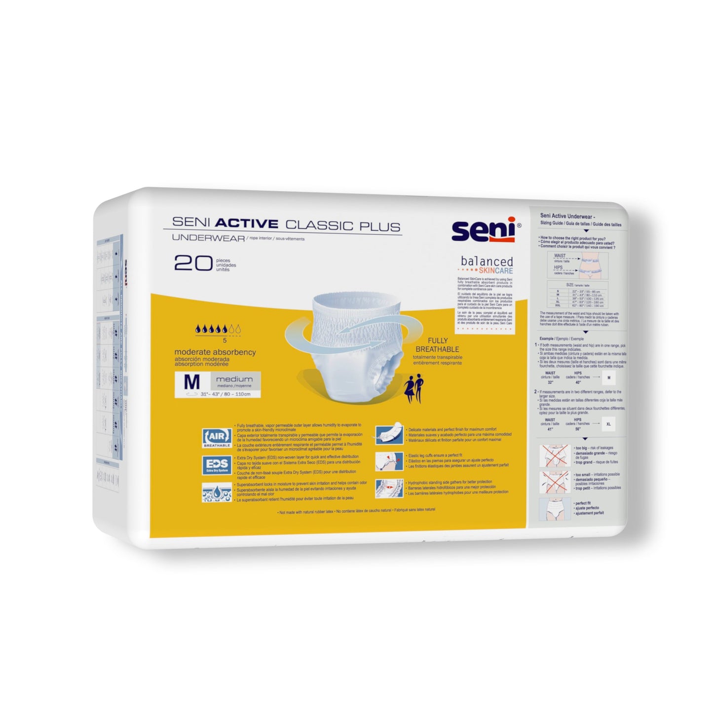 Seni® Active Classic Plus Moderate Absorbent Underwear, Medium S-ME20-AC2