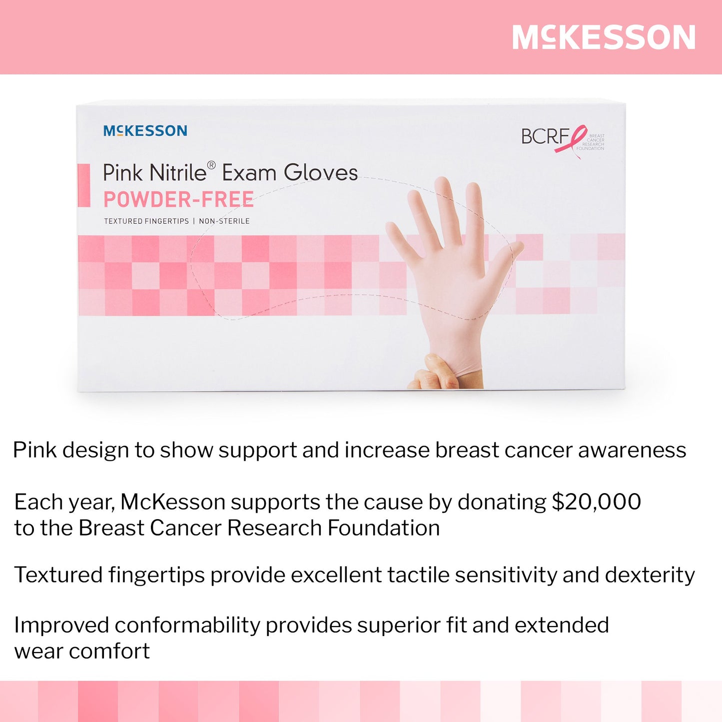 McKesson Pink Nitrile® Exam Glove, Small 14-6NPNK2