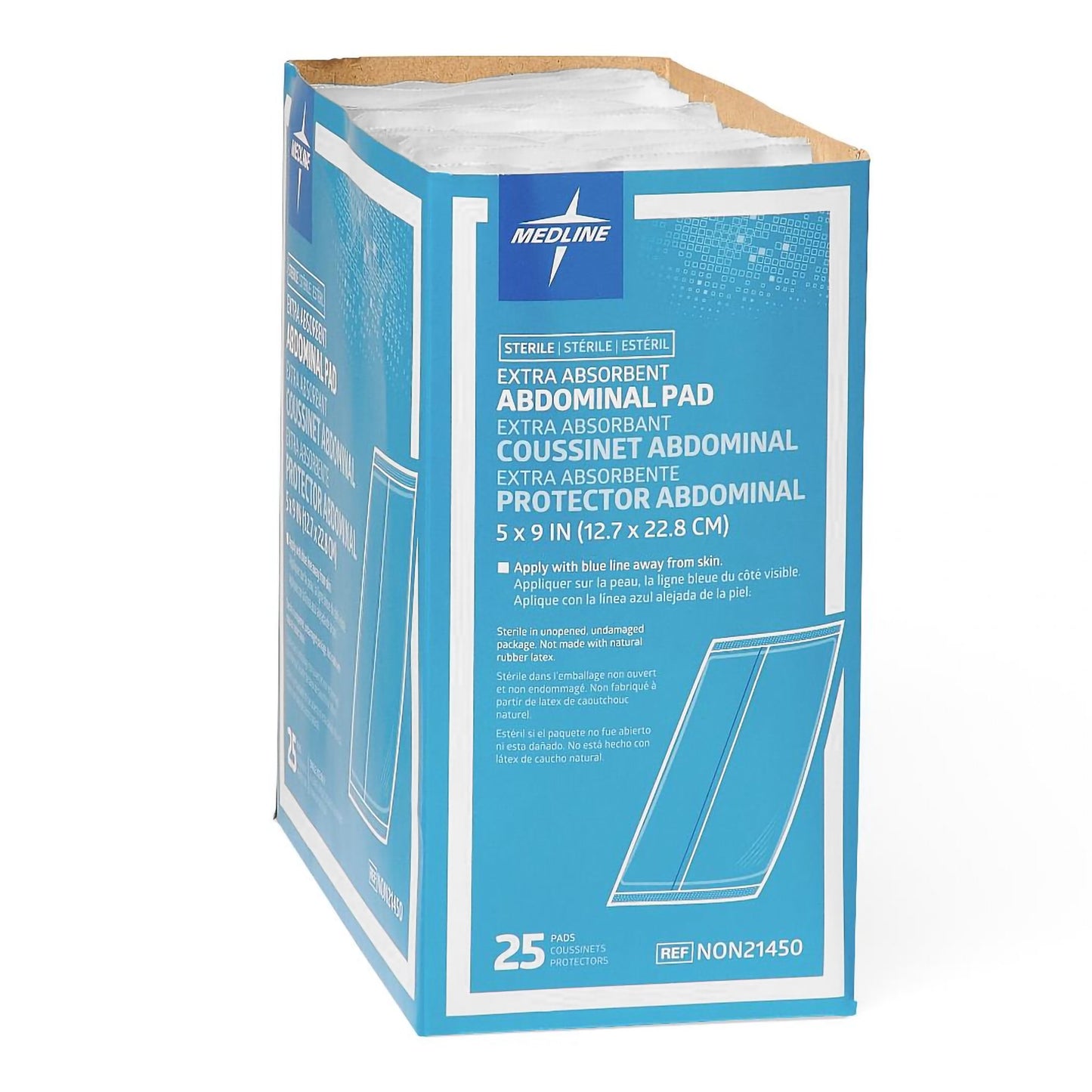 Abdominal Pad Medline 5 X 9 Inch Sterile 1 per Pack NON21450