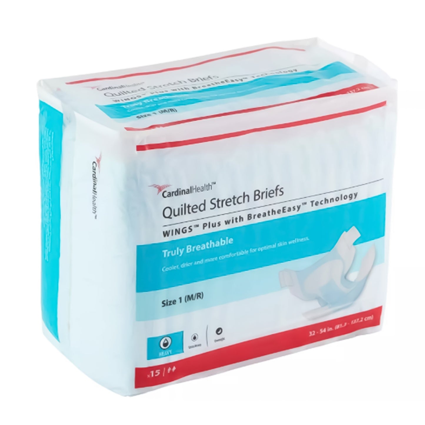 Incontinence Brief Wings™ Plus Adult Size 1 / Medium Unisex Disposable Heavy Absorbency 66063