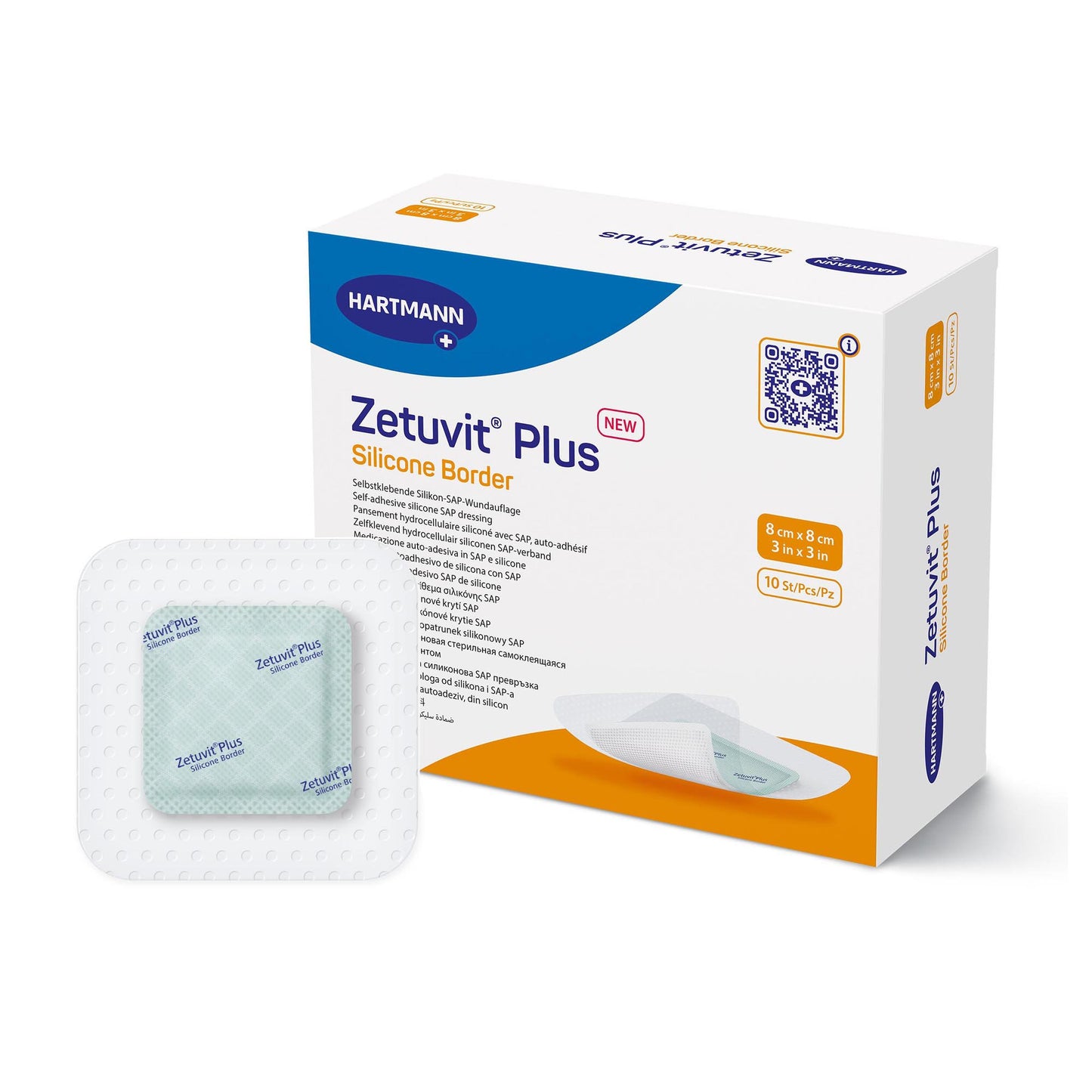 Zetuvit® Plus Silicone Border Super Absorbent Dressing, 3 x 3 Inch 413900
