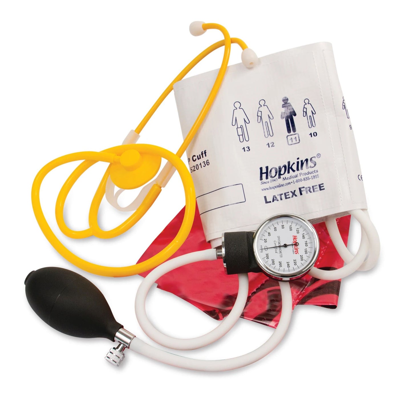 Single Patient Use Vital Signs Kit with thermometer Hopkins® 31 to 40 cm Large Adult Cuff Single Head Disposable Stethoscope Pocket Aneroid - 695259
