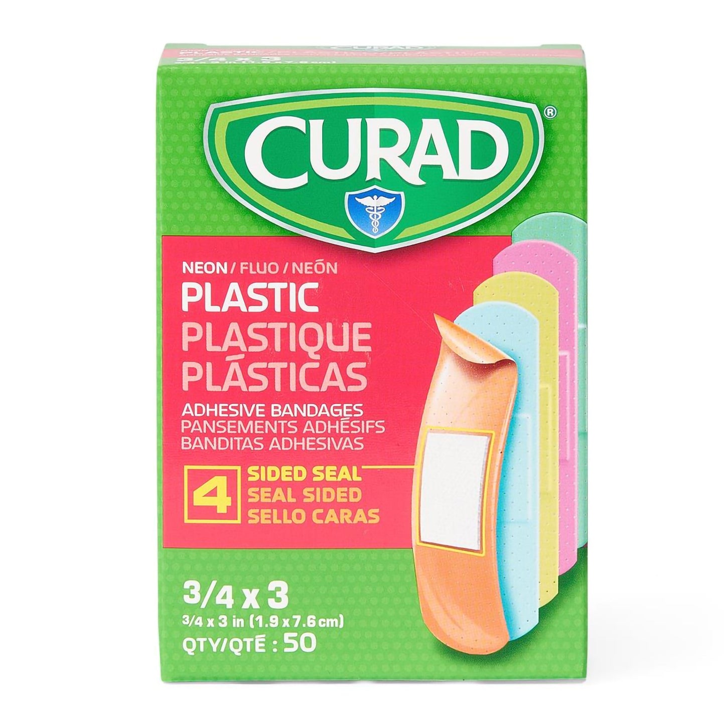 Adhesive Strip Curad® Plastic Neon 3/4 X 3 Inch Sterile NON256131
