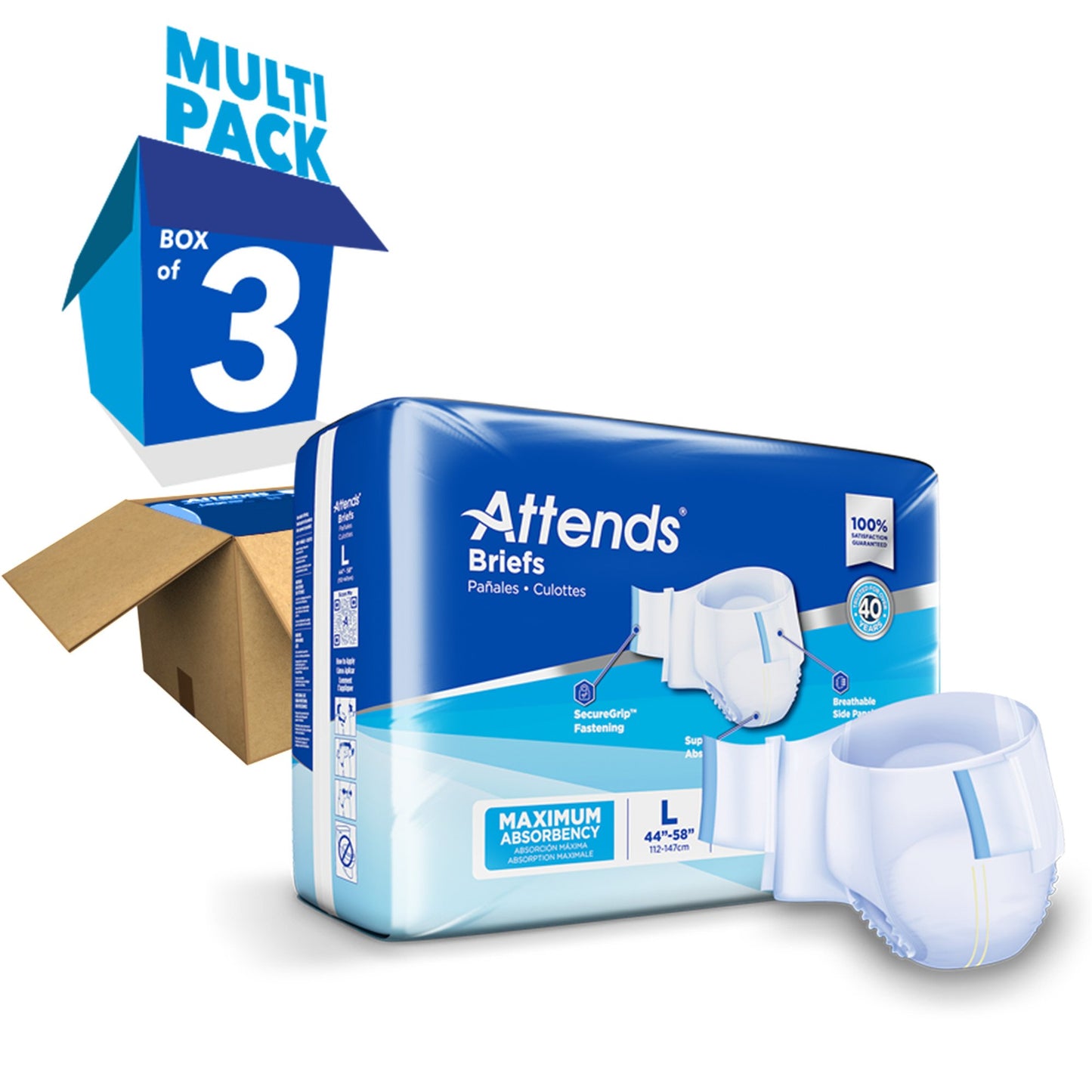 Attends® Briefs, Adult, Large, Heavy Absorbency, Disposable DDA30