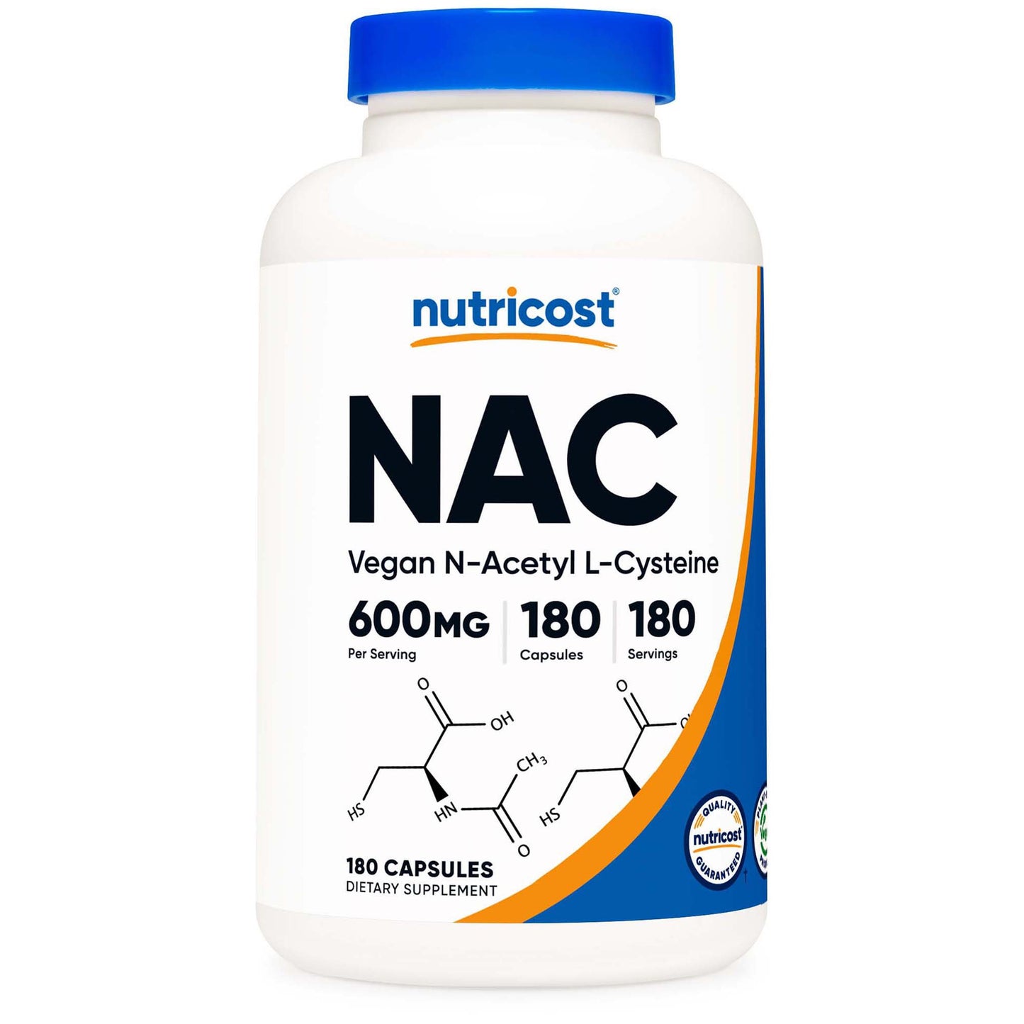 Dietary Supplement nutricost® Acetyl L-Cysteine NAC 600 mg Strength Capsule 180 Per Bottle NTC052101