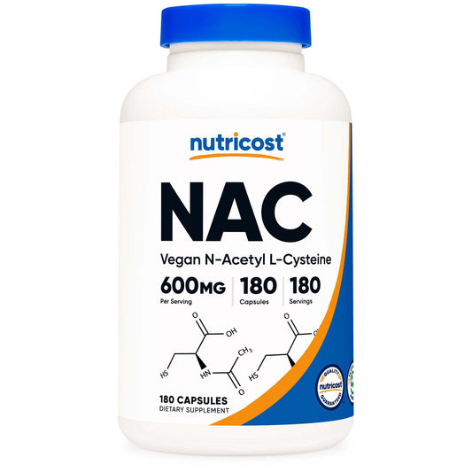 Dietary Supplement nutricost® Acetyl L-Cysteine NAC 600 mg Strength Capsule 180 Per Bottle NTC052101