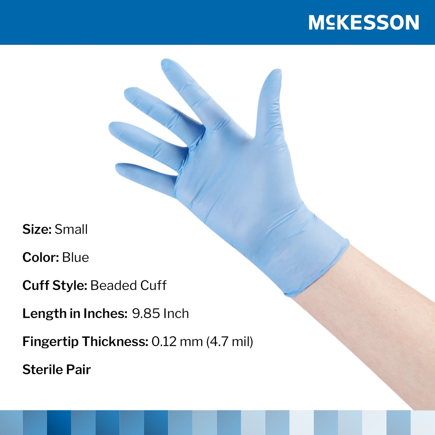 McKesson Confiderm® STR Nitrile Exam Glove, Small, Blue 14-6NSTR2