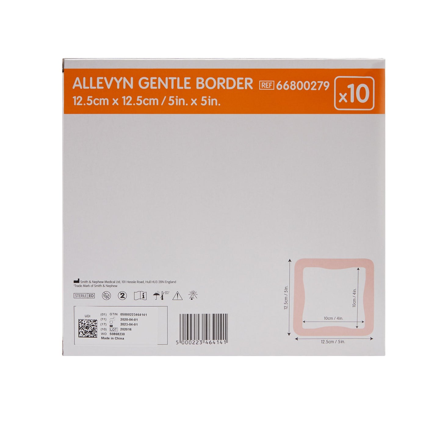 Allevyn Gentle Border Silicone Foam Dressing, 5 x 5 Inch 66800279