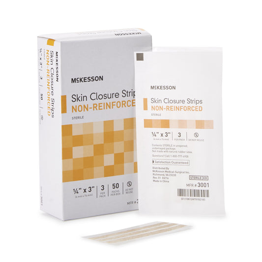 McKesson Non-Reinforced Skin Closure Strip, 1/4 x 3 Inch 3001