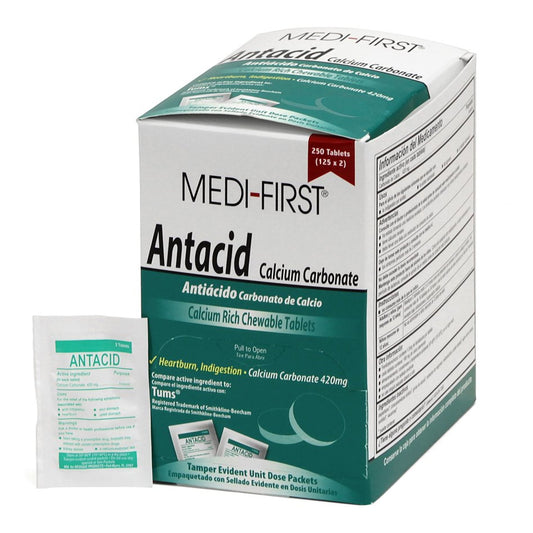 Antacid Medi-First® 420 mg Strength Tablet 2 per Pack - 80248