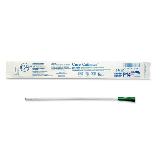 Cure Medical Cure Catheter Urethral Catheter, 14 Fr., Unisex, Straight P14, Case of 300