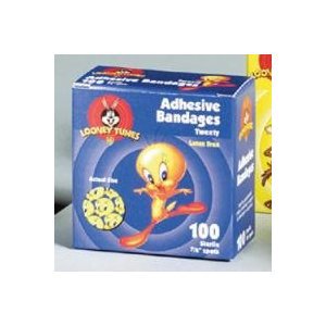 Dukal Looney Tunes Adhesive Spot Bandage, 7/8 Inch Round 1079797, Box of 100