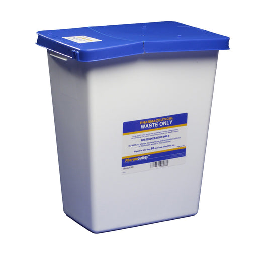 Pharmaceutical Waste Container PharmaSafety™ White Base 17-3/4 H X 11 W X 15-1/2 D Inch Vertical Entry 8 Gallon - 8850
