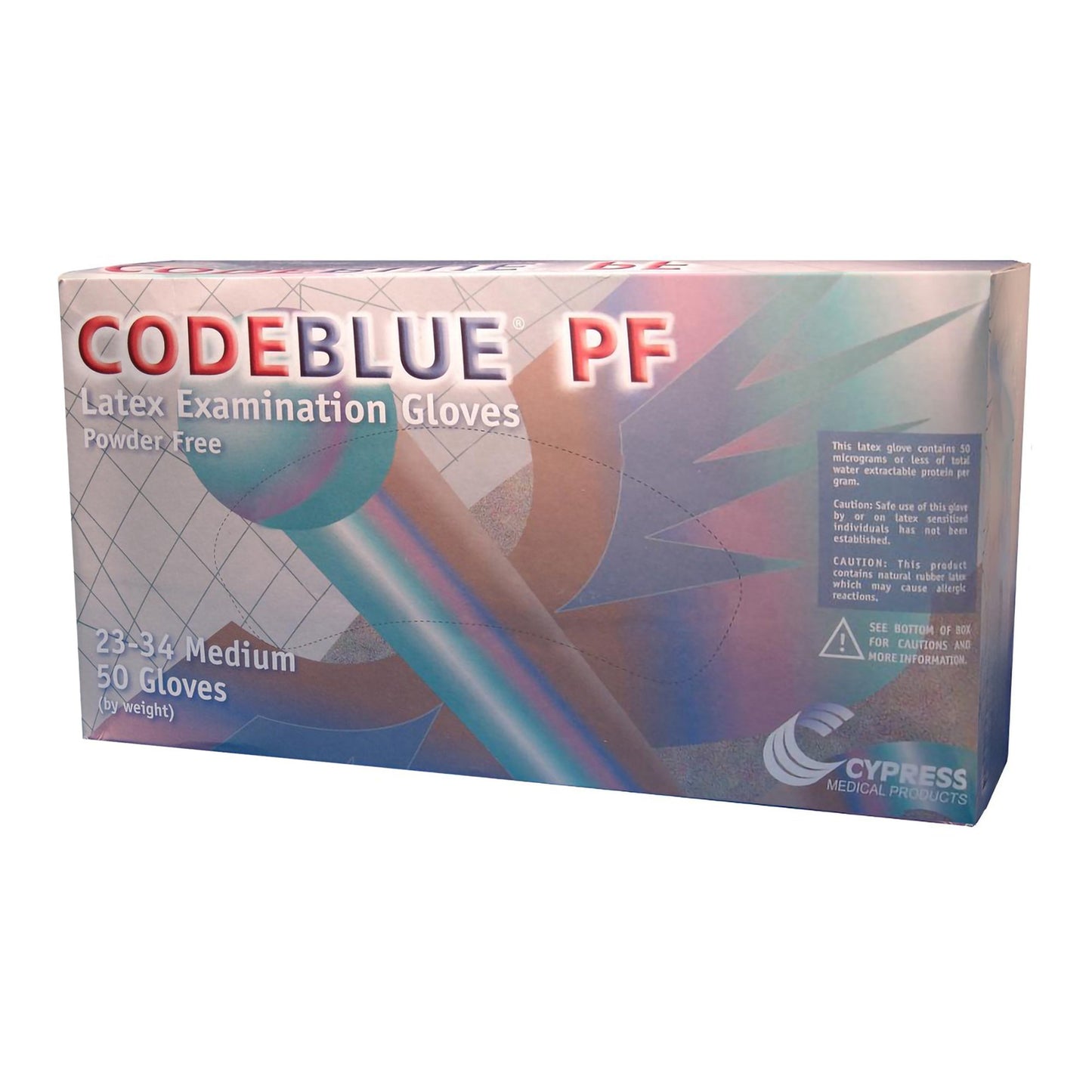 CodeBlue® PF Latex Extended Cuff Length Exam Glove, Medium, Blue 23-34