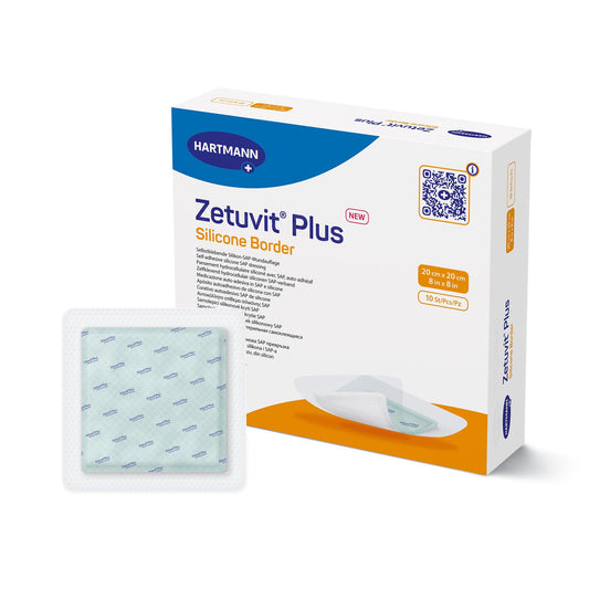 Zetuvit® Plus Silicone Border Super Absorbent Dressing, 8 x 8 Inch 413905