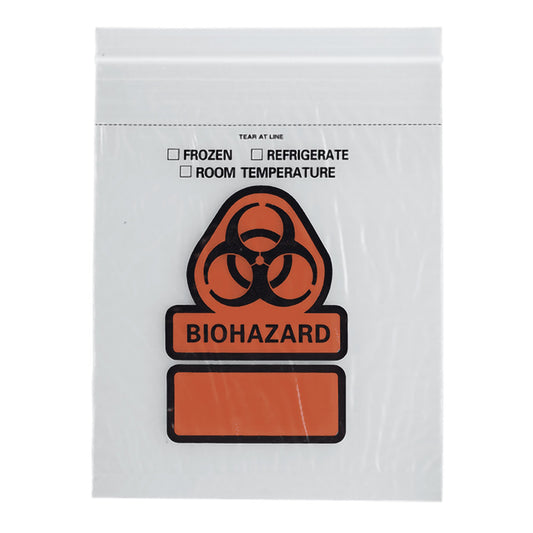 RD Plastics Company RD Plastics Specimen Transport Bag with Document Pouch, 6 x 9 Inch B50, Pack of 100