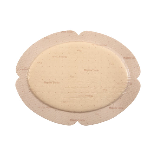 Foam Dressing Mepilex® Border Flex 5.1 X 6.3 Inch With Border Film Backing Silicone Adhesive Oval Sterile - 583300