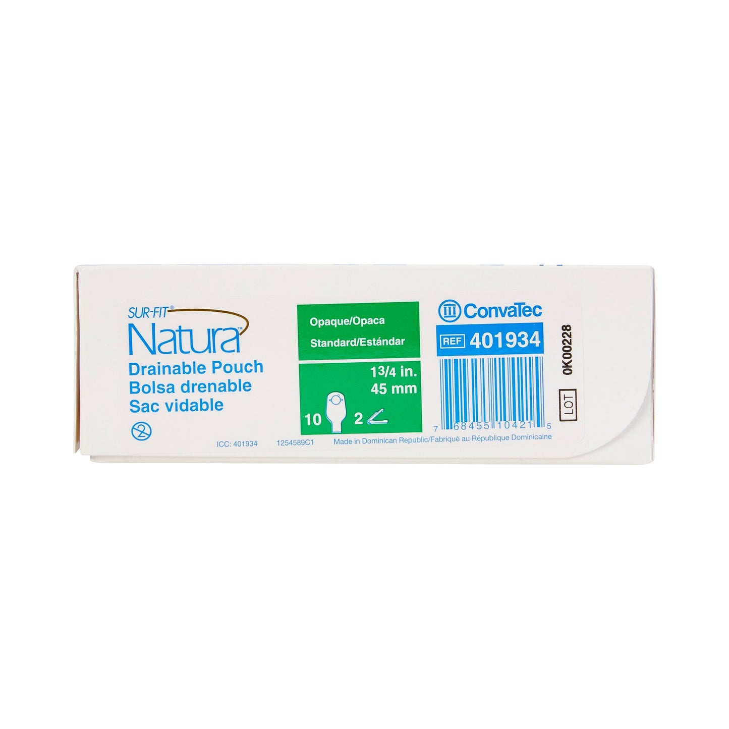 Sur-Fit Natura® Opaque Colostomy Pouch, 12-Inch Length, 1¾ Inch Flange 401934
