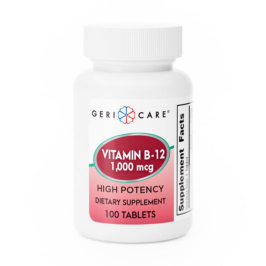 Vitamin Supplement Geri-Care® Vitamin B12 1,000 mcg Strength Tablet 100 per Bottle - 896-01-GCP