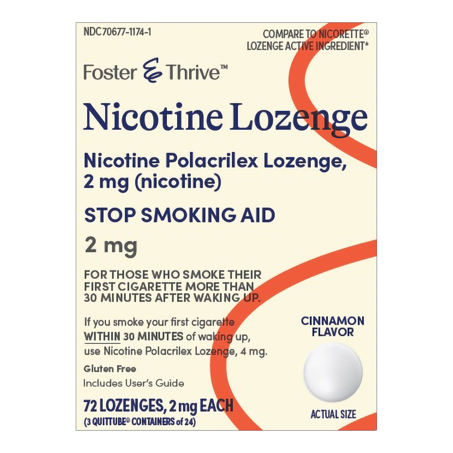Foster & Thrive™ Nicotine Polacrilex Lozenges 2 mg (Nicotine) Cinnamon 70677117401