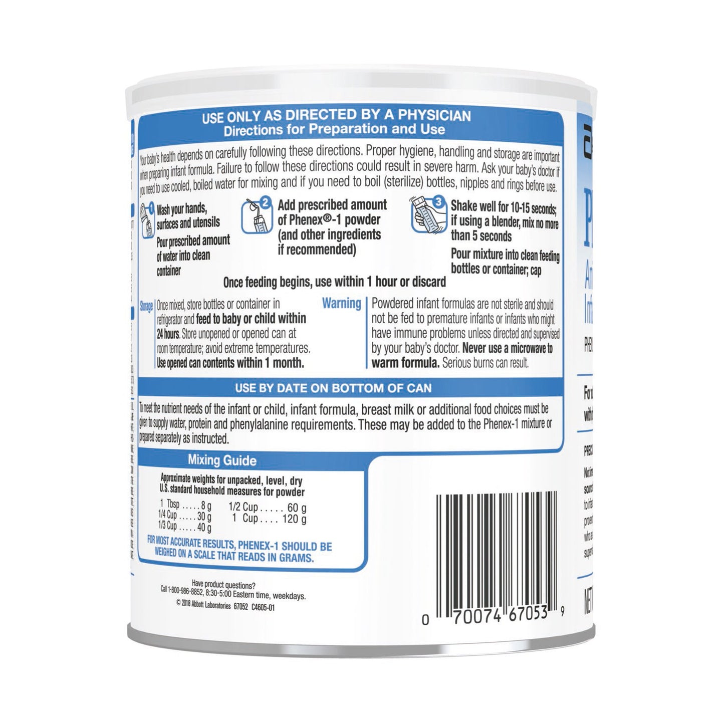 Phenex®-1 Amino Acid-Modified Infant Formula With Iron, 14.1-ounce can 67052