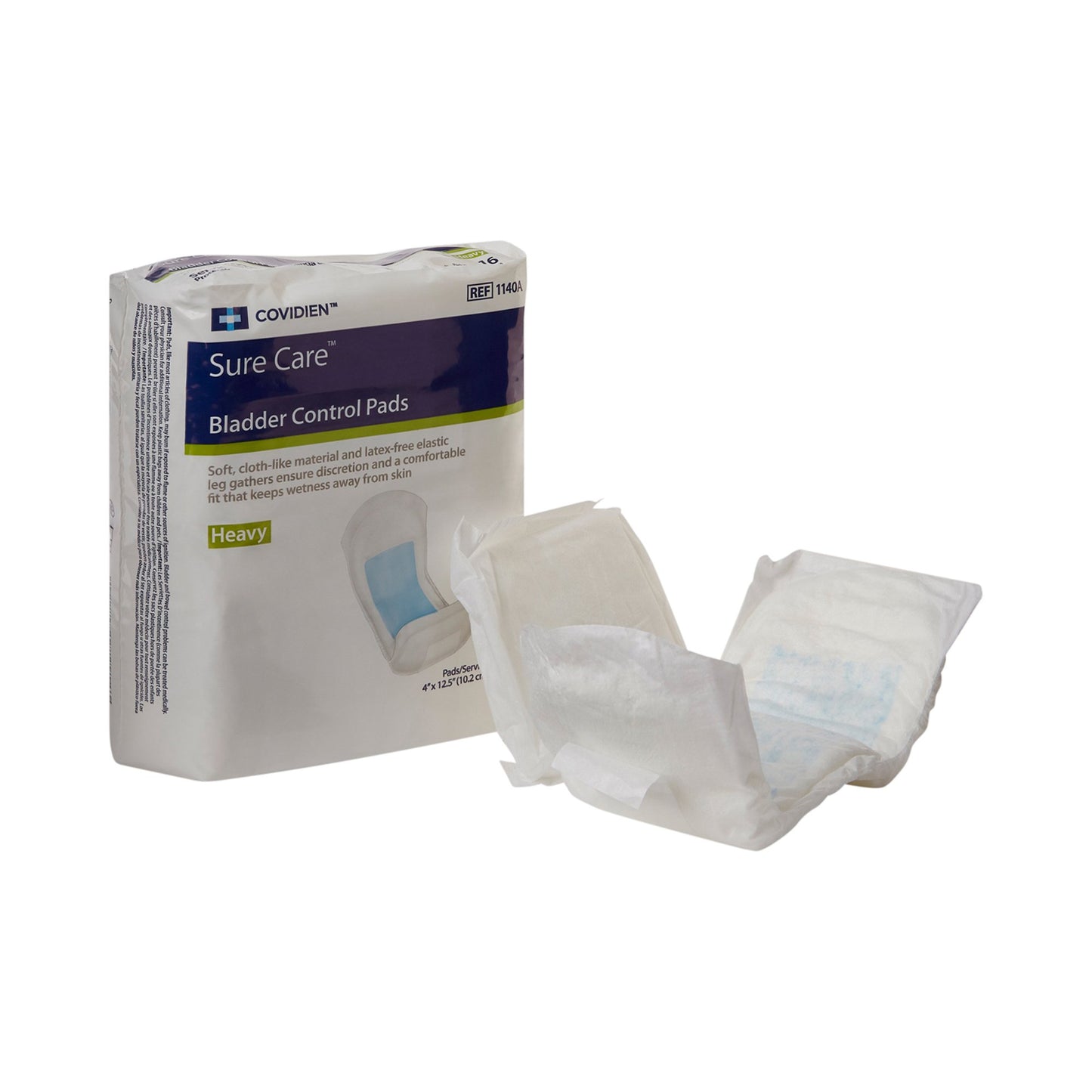 Sure Care™ Bladder Control Pads, Heavy Absorbency, 4 x 12.5 Inch 1140A
