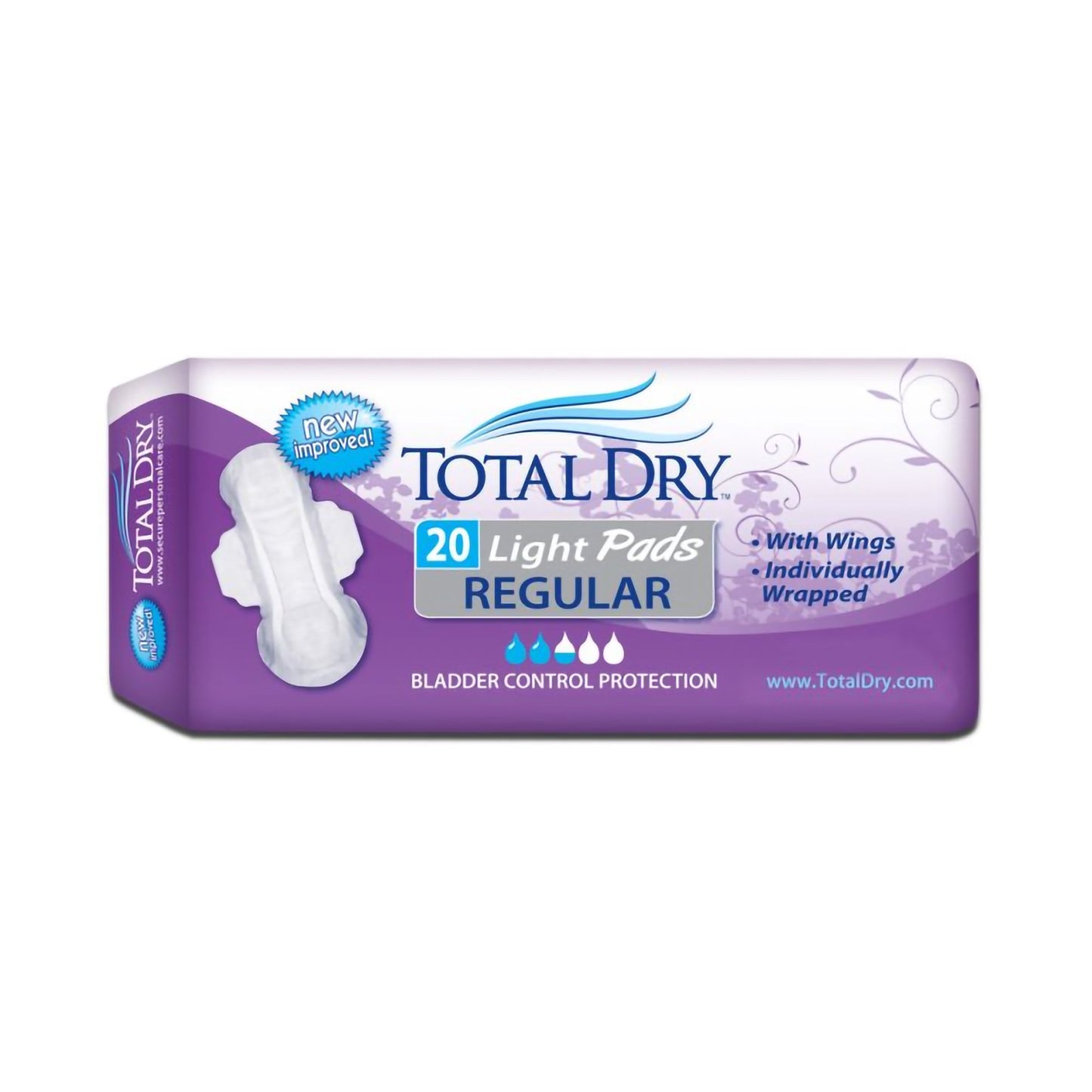 Bladder Control Pad TotalDry™ 11 Inch Length Moderate Absorbency Polymer Core Regular - SP1560
