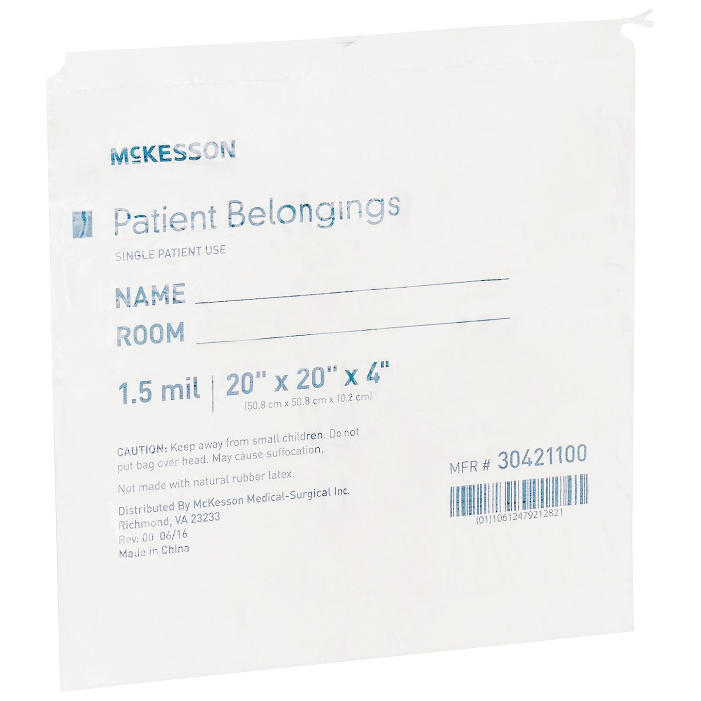 McKesson Patient Belongings Bag, White 30421100