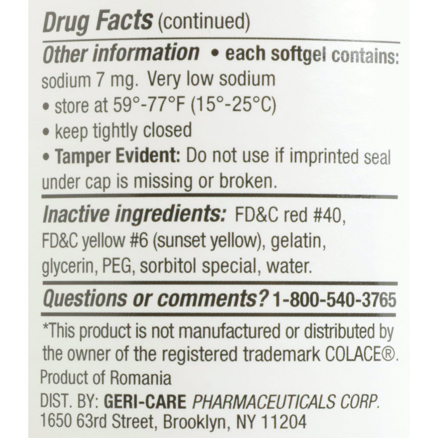 Geri-Care® Docusate Sodium Stool Softener 401-10-GCP