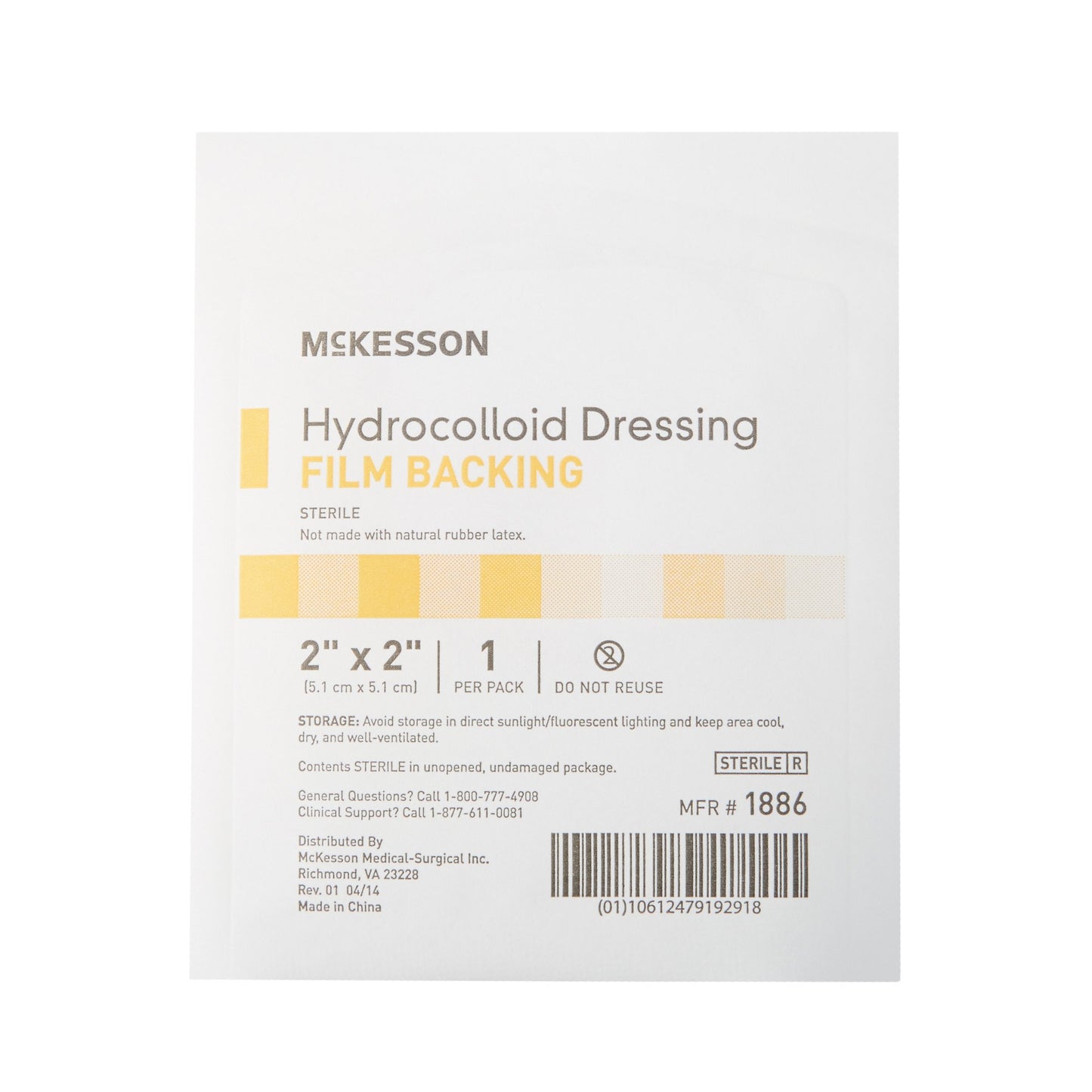 McKesson Hydrocolloid Dressing, 2 x 2 Inch 1886