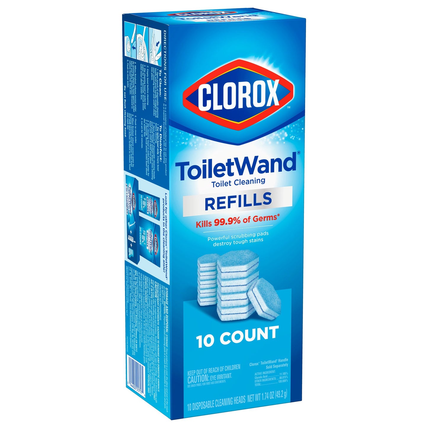 Toilet Bowl Cleaner Disinfecting Refill Pads Clorox® Blue / White, 3 Inch, Sponge Head 31620