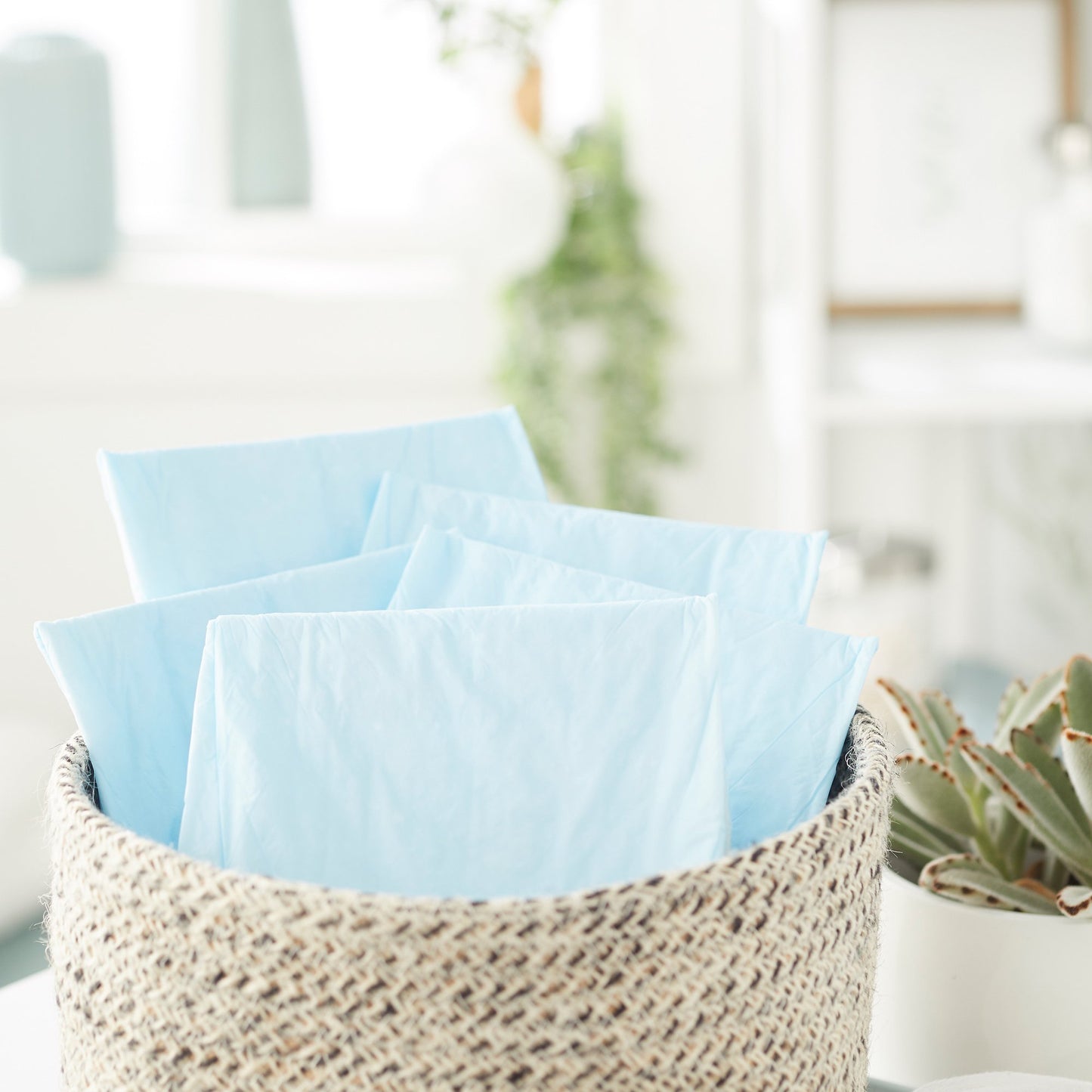 TENA Regular Underpads, Light Absorbency, Blue, Disposable, Latex-Free 350