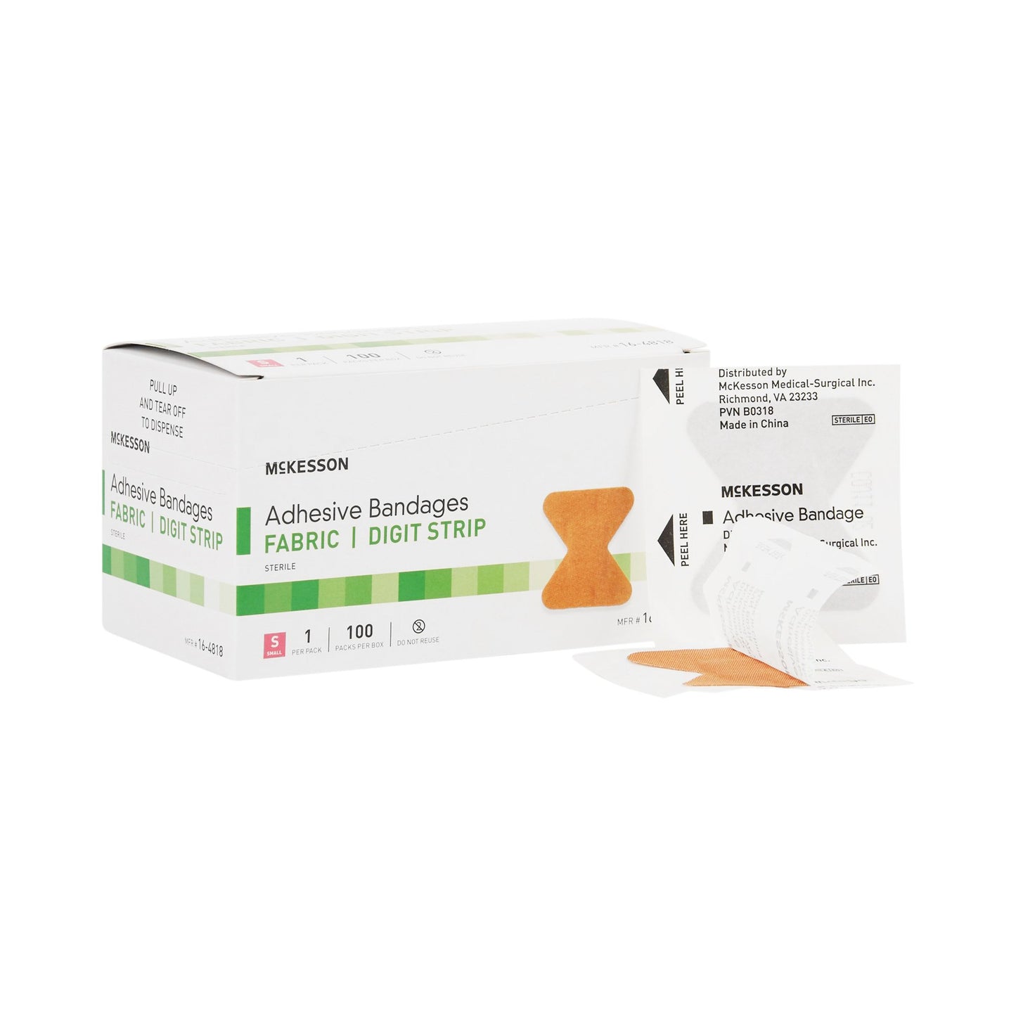 Adhesive Strip McKesson 1.7 X 2 Inch Fabric Fingertip Tan Sterile - 16-4818