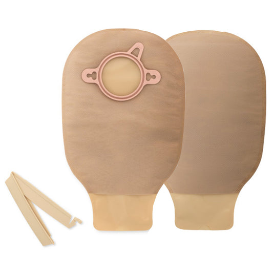 New Image™ 18202 Beige Colostomy Pouch, Pre-cut to Fit 44 mm Stomas, Green Match 18202