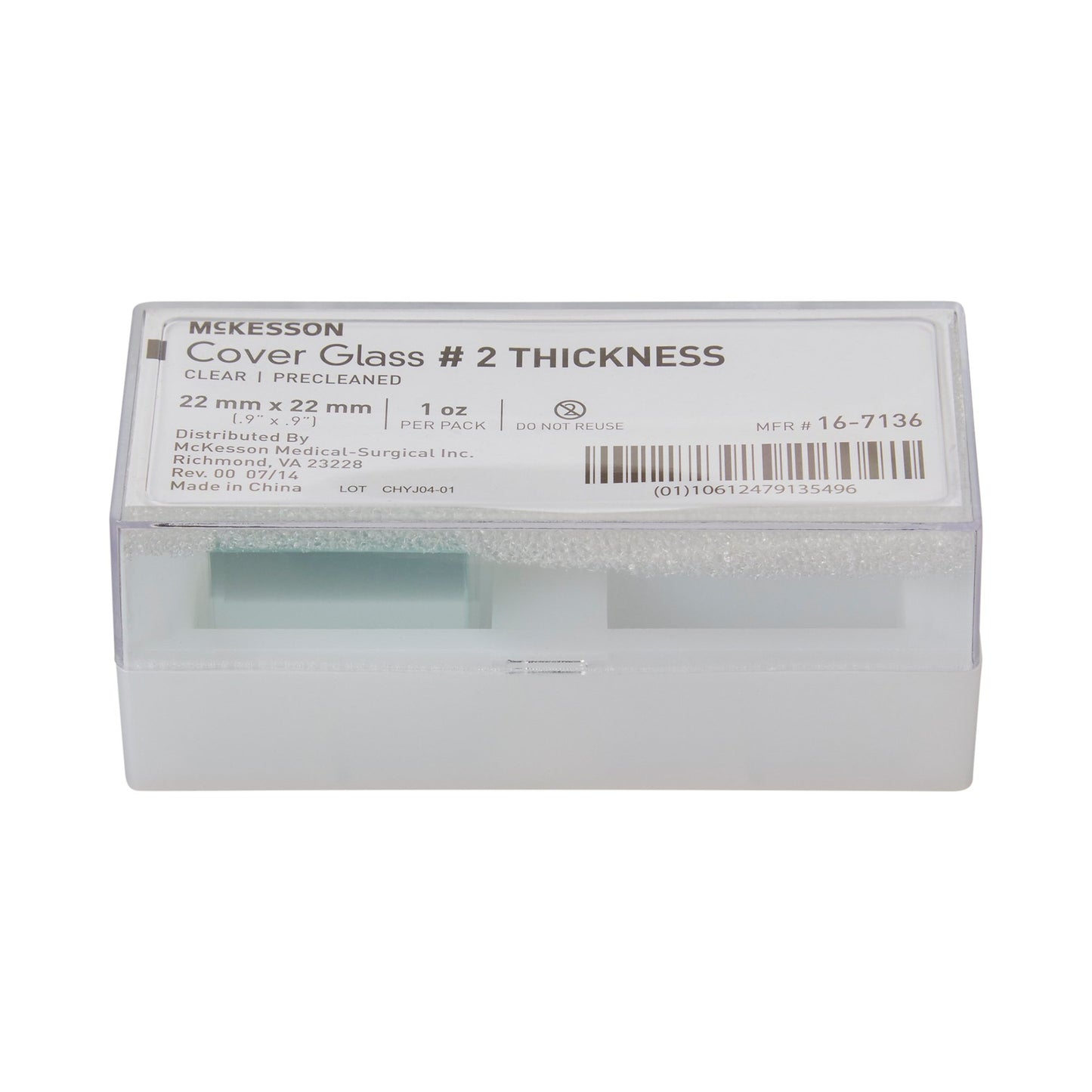 McKesson No. 2 Thickness Cover Glass, 22 x 22 mm 16-7136