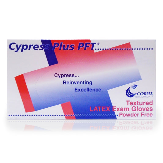 Exam Glove Cypress Plus® PFT Medium NonSterile Latex Standard Cuff Length Fully Textured Ivory Not Rated - 23-94