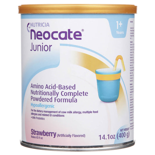 Pediatric Oral Supplement Neocate® Junior with Prebiotics Strawberry Flavor 14.1 oz. Can Powder Amino Acid Food Allergies - 133280
