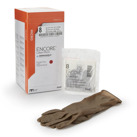 Surgical Glove ENCORE® Latex Micro Size 8 Sterile Latex Standard Cuff Length Micro-Textured Brown Chemo Tested - 5787005