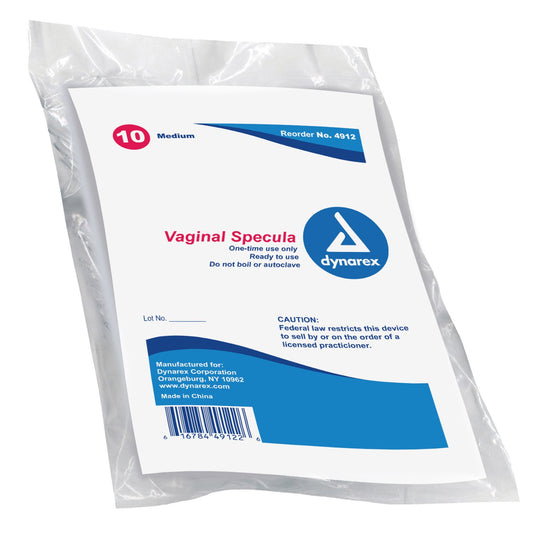 Vaginal Speculum dynarex® Graves NonSterile Office Grade Polystyrene Medium Double Blade Duckbill Disposable Without Light Source Capability - 4912