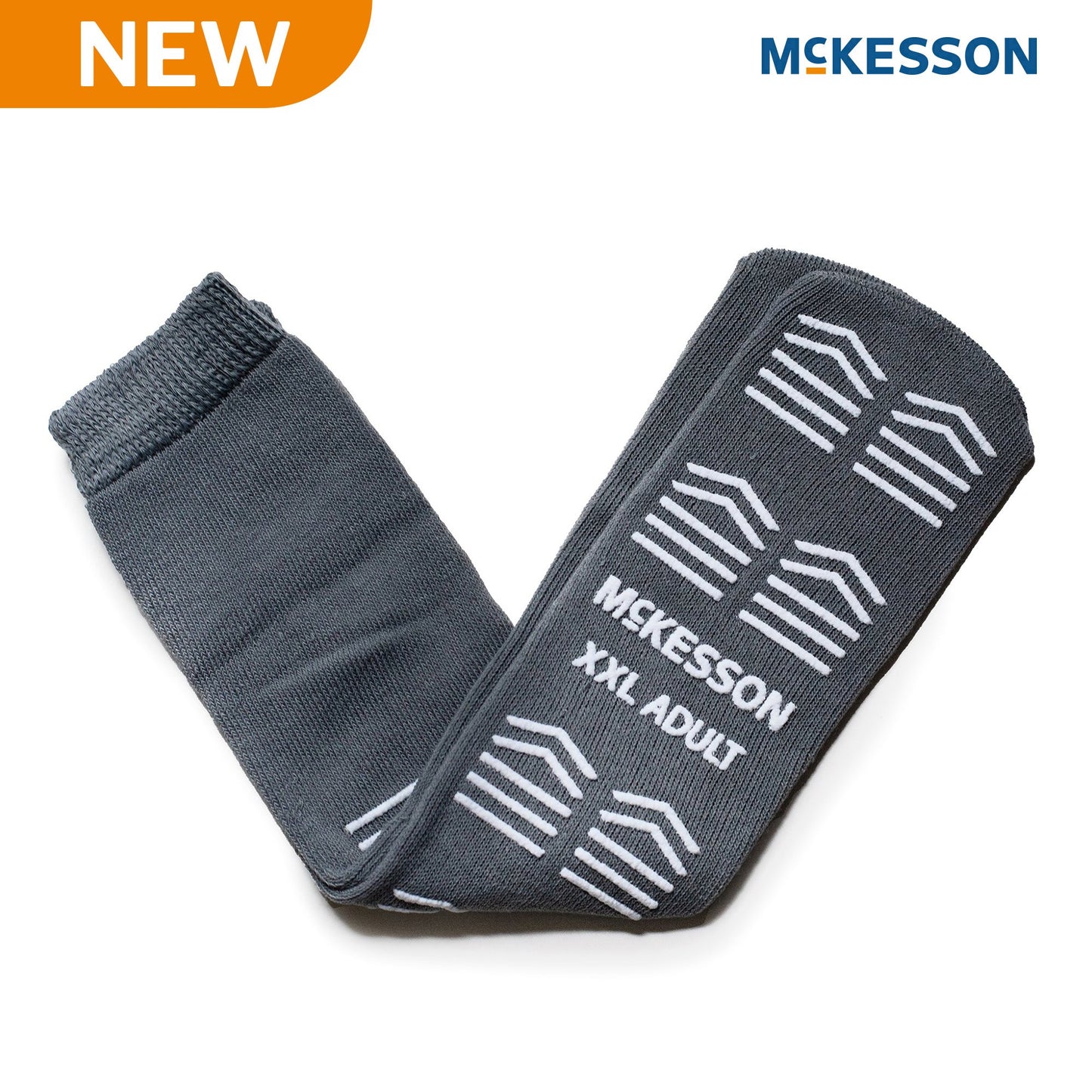 Slipper Socks McKesson Unisex Adult 2X-Large Single Tread Single Patient Use Gray 16-XXL-3800