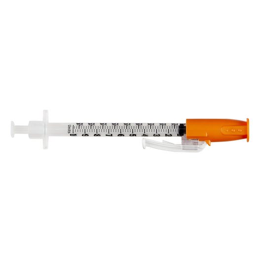 Safety Insulin Syringe with Needle SafetyGlide™ 1 mL 1/2 Inch 29 Gauge Sliding Safety Needle Regular Wall - 305930
