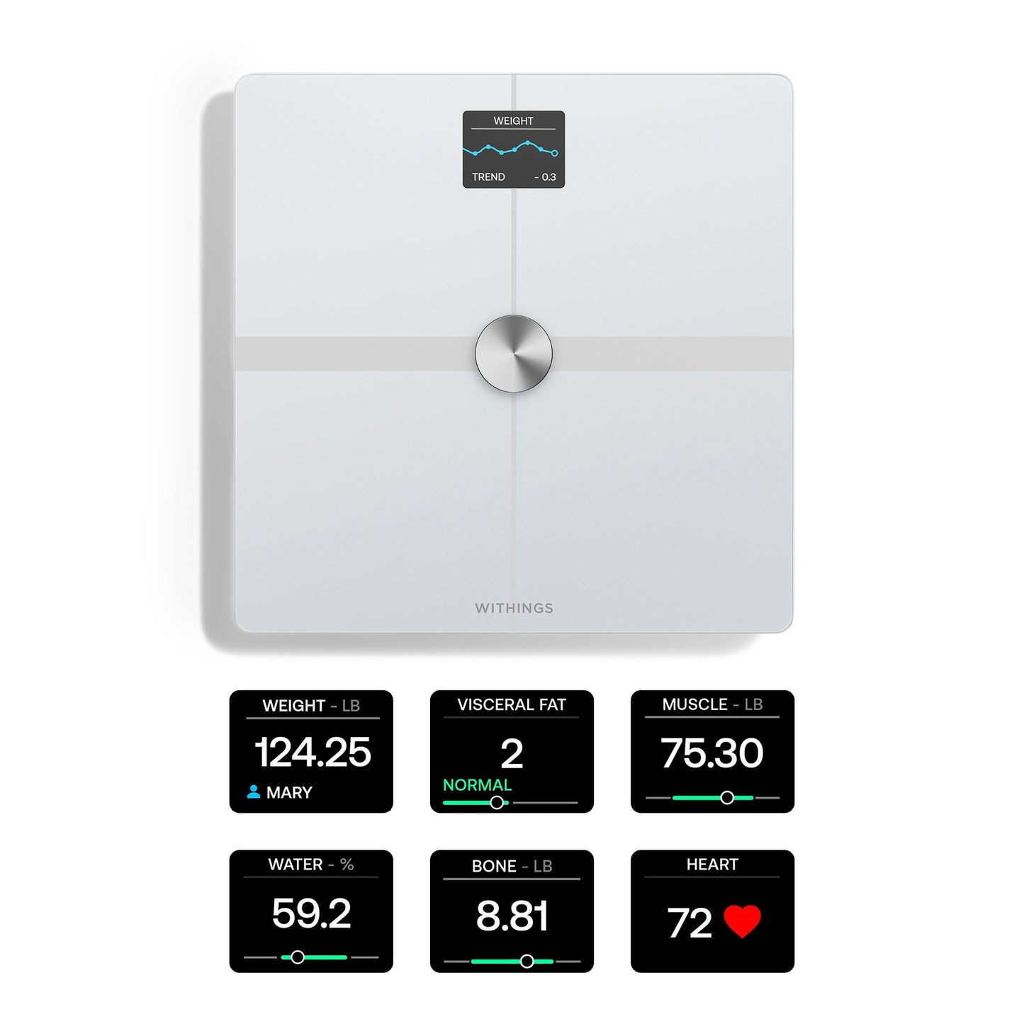 Withings Body Smart Wi-Fi Smart Scale, White WBS13-WHITE-ALL-INTER