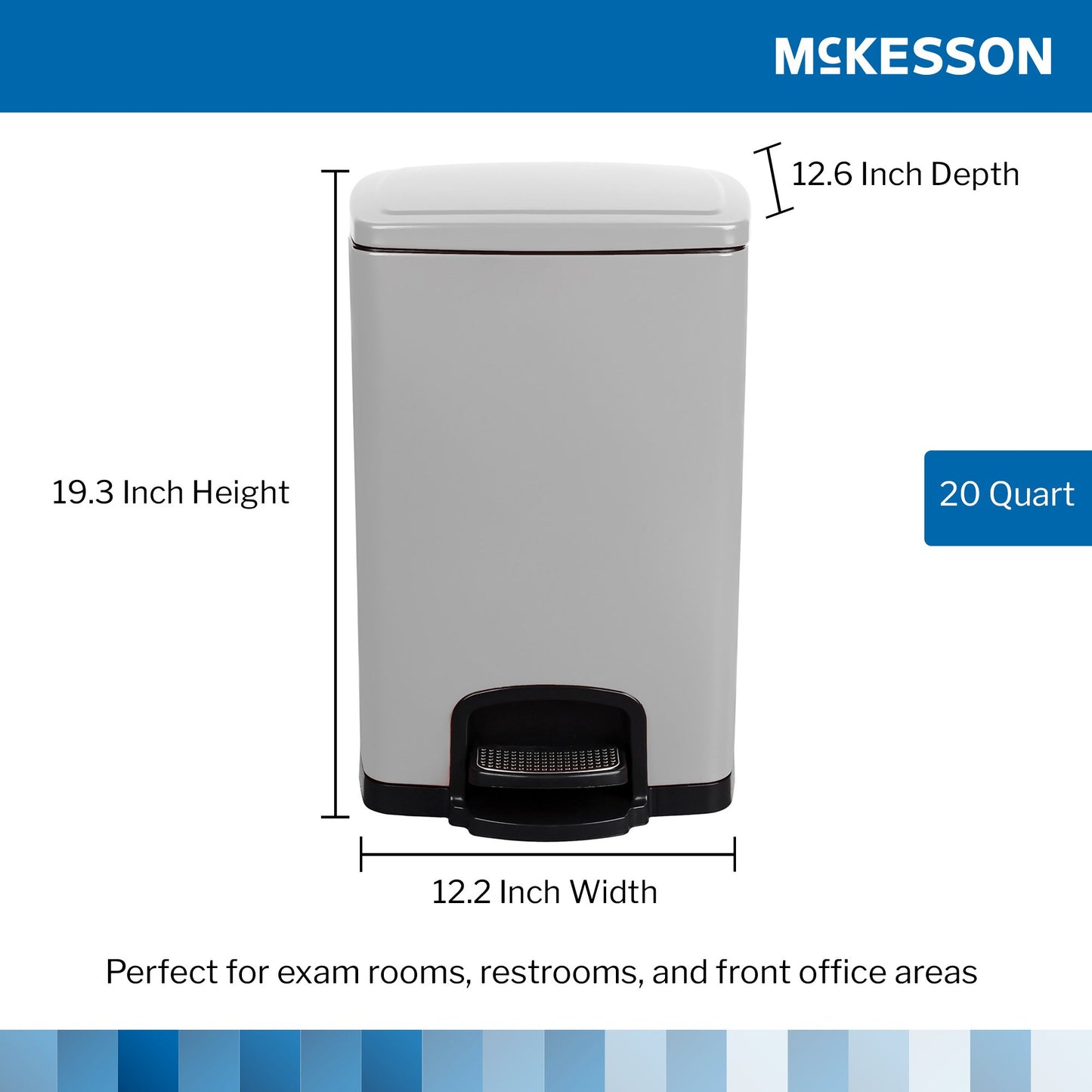 McKesson White Square Step-On Trash Can, 5 gallon 16-35269