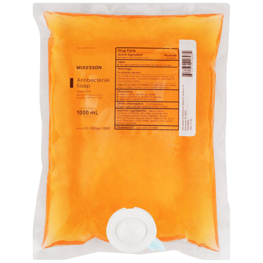 Antibacterial Soap McKesson Liquid 1,000 mL Dispenser Refill Bag Clean Scent - 53-28066-1000