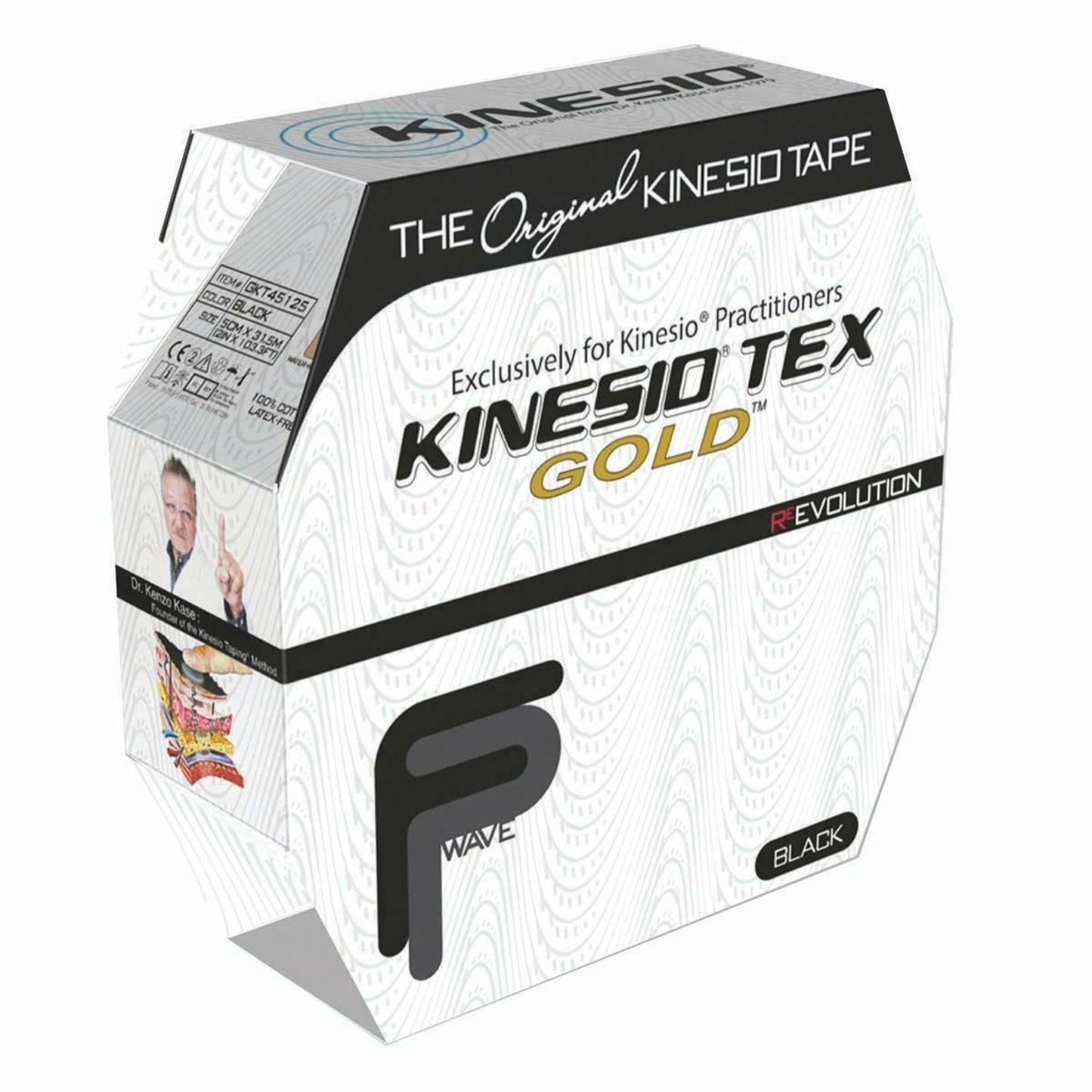 Kinesio® Tex Gold™ Cotton Kinesiology Tape, 2 Inch x 34 Yard, Black GKT45125FP