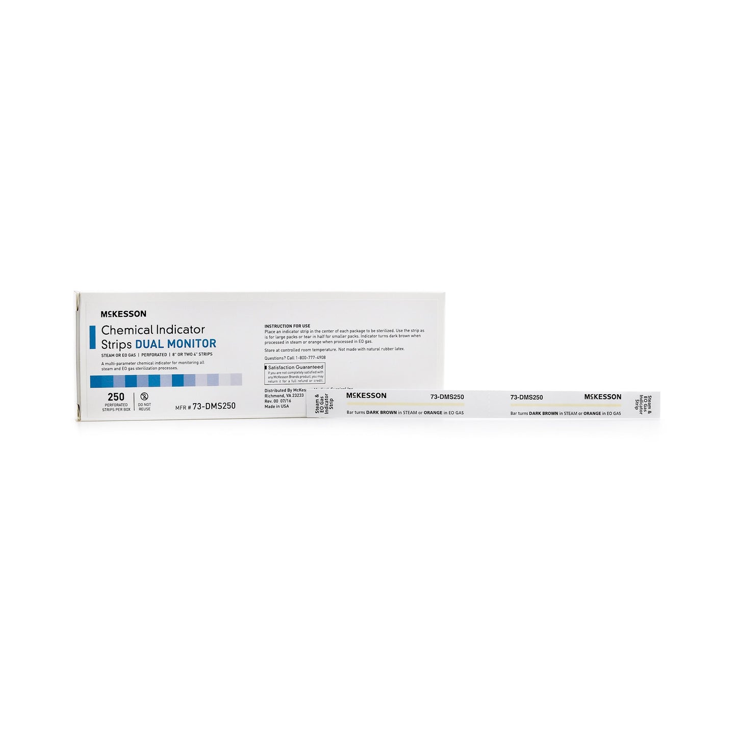 McKesson Sterilization Chemical Indicator Strip Steam / EO Gas 8 Inch Length - 73-DMS250
