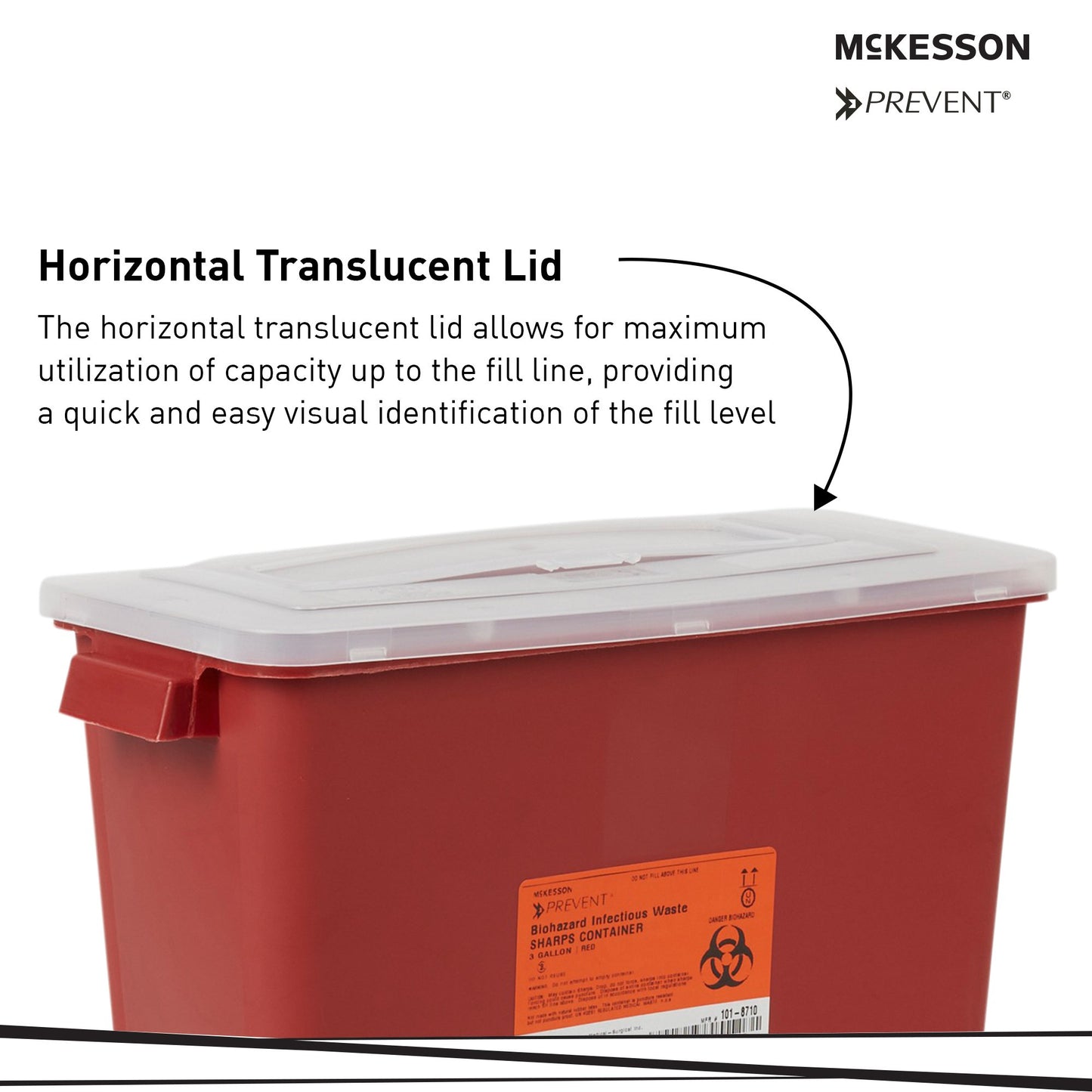 McKesson Prevent® Multi-purpose Sharps Container, 3 Gallon, 13.5 x 12.5 x 6 Inch 101-8710