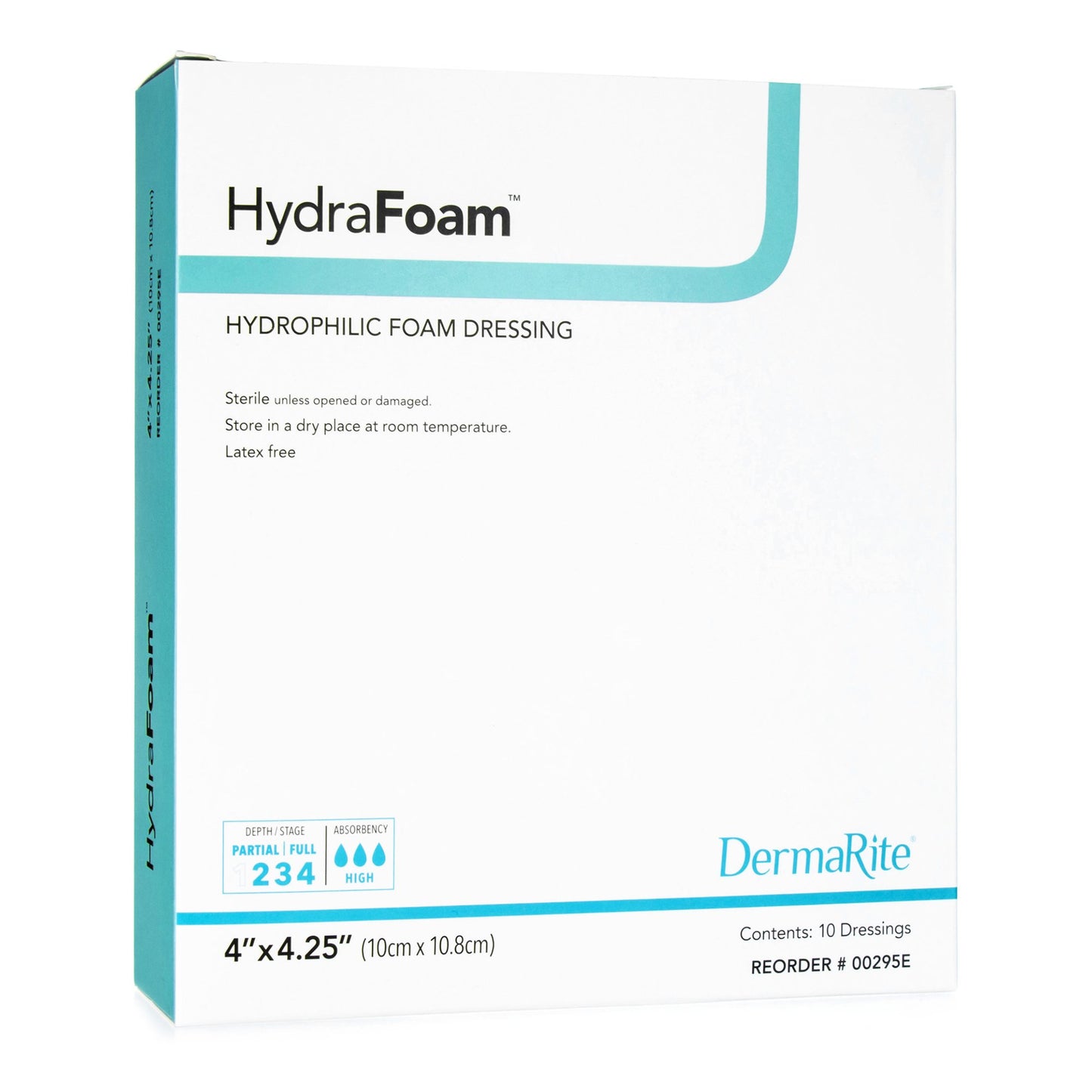 HydraFoam™ Nonadhesive Foam Dressing, 4 x 4¼ Inch 00295E