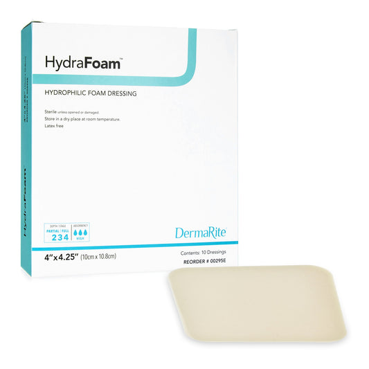 Foam Dressing HydraFoam™ 4 X 4-1/4 Inch Without Border Waterproof Backing Nonadhesive Rectangle Sterile - 00295E